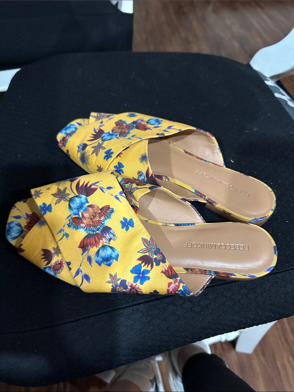 Rebecca Minkoff Yellow Floral Open-Toe Mules